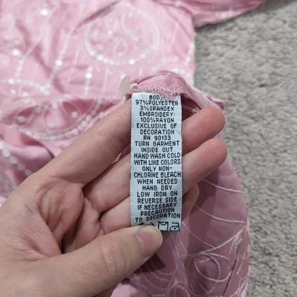 Bob Mackie wearable art Light Pink with Sequin embroidery button front NWT Sz L - Picture 5 of 10